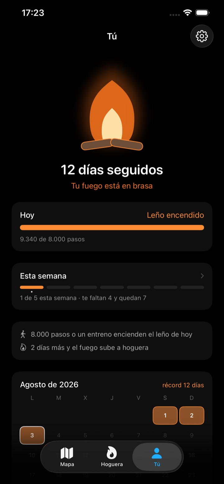 La pantalla de racha de Lume: 12 días seguidos y el calendario del mes